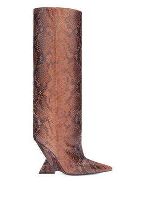 The Attico 105mm Cheope snakeskin wedge boots - Brown