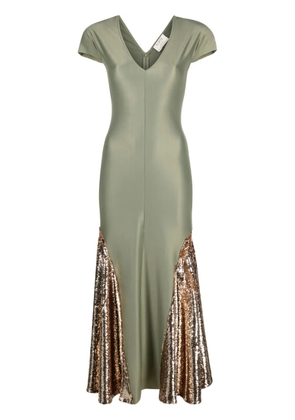 V:PM ATELIER V-neck sequin-embellished dress - Green