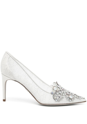 René Caovilla Veneziana 65mm crystal pumps - White