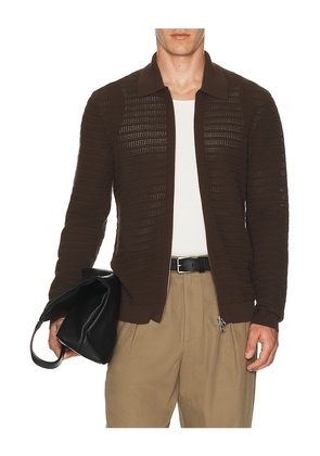 NN07 Gustav Long Sleeve Zip Sweater in Brown. Size L. Also in M, S, XL/1X, XXL/2X.