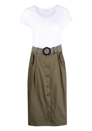 LIU JO belted cotton midi dress - White