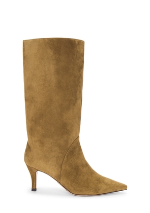 Lola Cruz Mid Calf Boot in Olive. Size 38. Also in 39.