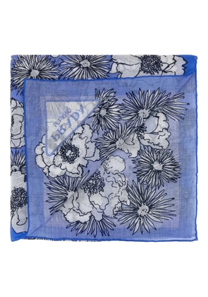 Prada floral-print cotton scarf - Blue
