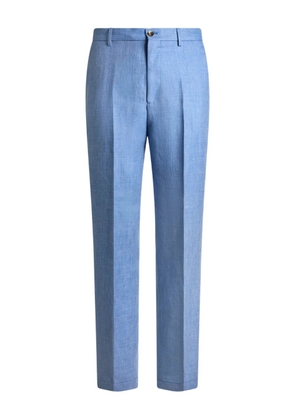 ETRO elastic-waist linen trousers - Blue