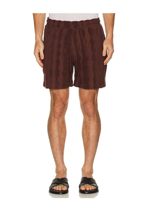 OAS Totem Terry Shorts in Red. Size S. Also in XL/1X.