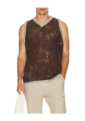 OAS Astrea Orion Crochet Vest in Brown. Size L. Also in S.