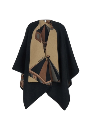 Ferragamo geometric-print cape - Black