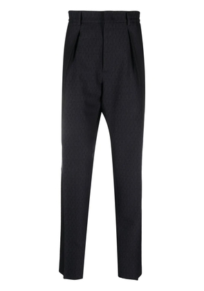 FENDI FF-jacquard tapered wool trousers - Blue