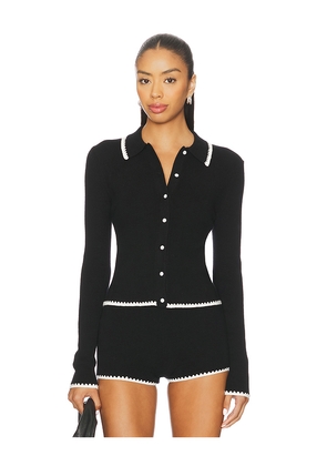 Lovers and Friends Lillie Polo Cardigan in Black,White. Size L. Also in M, S, XS, XXS.