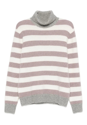 Eleventy turtleneck striped sweater - White