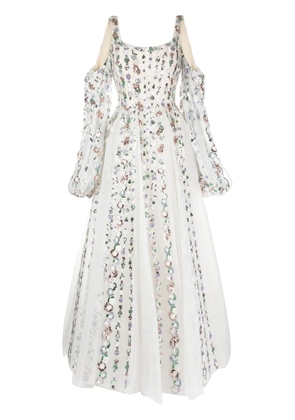 Saiid Kobeisy sequinned cold-shoulder tulle dress - White