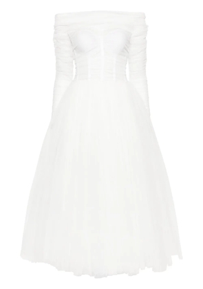 Ana Radu corset tulle midi dress - White