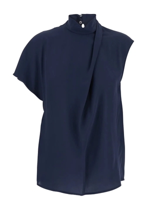 Tela high-neck draped blouse - Blue