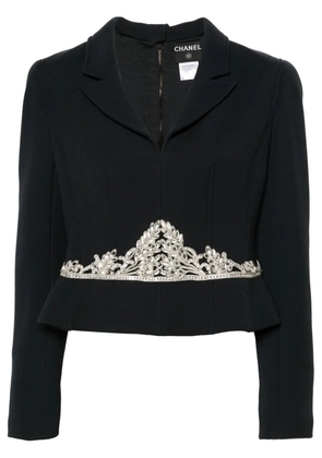 CHANEL Pre-Owned 2002 shoulder-pads wool blazer - Blue