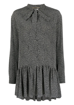 Saint Laurent Pre-Owned 2000s polka dots pussy bow silk dress - Black