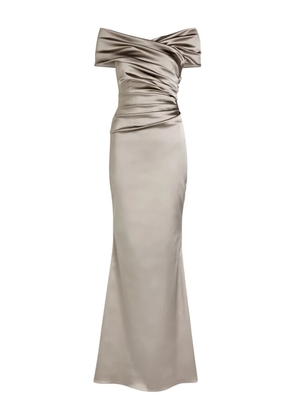 Talbot Runhof off-shoulder draped dress - Neutrals