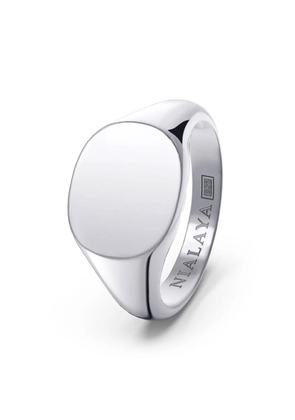 Nialaya Jewelry logo-engraved signet ring - Silver