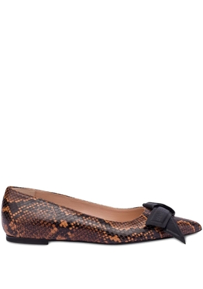Love Moschino snakeskin-effect ballerina shoes - Brown
