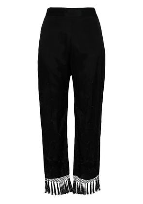 Semicouture floral-embroidered straight trousers - Black