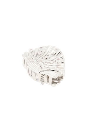 LELET NY Crystal Mini Shell Claw Clip in Metallic Silver.