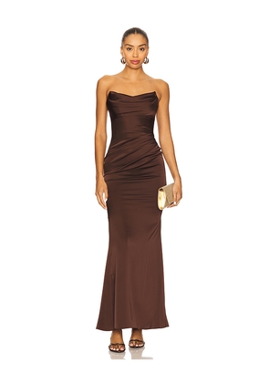 Katie May Taylor Gown in Chocolate. Size L. Also in M, S, XL, XS.