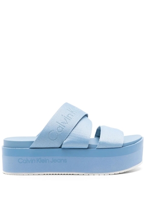 Calvin Klein Jeans 55m logo-jacquard flatform sandals - Blue
