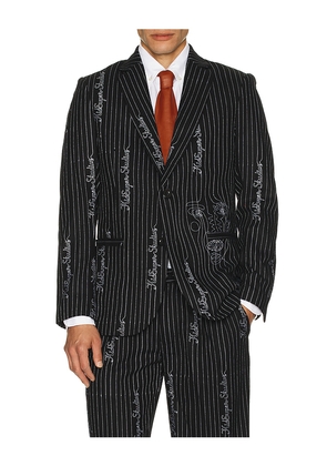 KidSuper Embroidered Ks Pinstripe Suit Top in Black. Size L. Also in M.