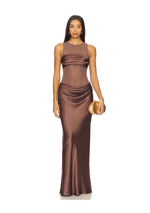 NBD Fiza Maxi Dress in Brown. Size L. Also in M, S, XL, XS, XXS.