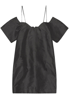 GANNI plain cold-shoulder mini dress - Black