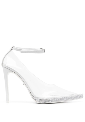 GCDS 125mm crystal-embellished leather pumps - White