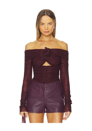 MARIANNA SENCHINA Flower Bloom Bodysuit in Burgundy. Size L. Also in XS, S, M.