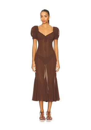 LPA Davina Midi Dress in Chocolate. Size M. Also in XXS, XS, S, XL.