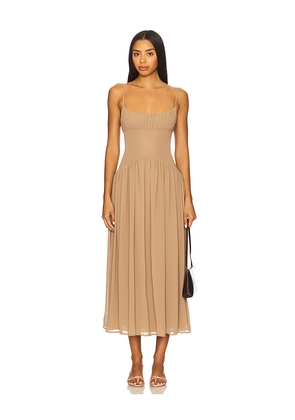 LPA Dawn Midi Dress in Brown. Size L. Also in M, S, XS.