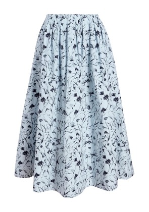 Proenza Schouler White Label floral-print gathered midi skirt - Blue