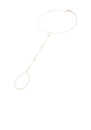 NAiiA Sophia Pearl Hand Chain in Metallic Silver.