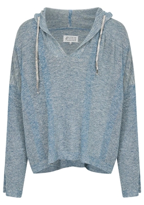 Maison Margiela drawstring hood v-neck sweater - Blue