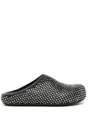 Marni rhinestone-embellished leather slippers - Black