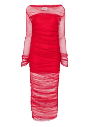Atu Body Couture fishnet-design midi dress - Red