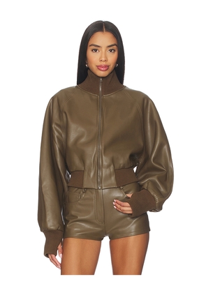 Norma Kamali Oversized Turtleneck Bomber Jacket To Waist in Dark Green. Size L. Also in M.