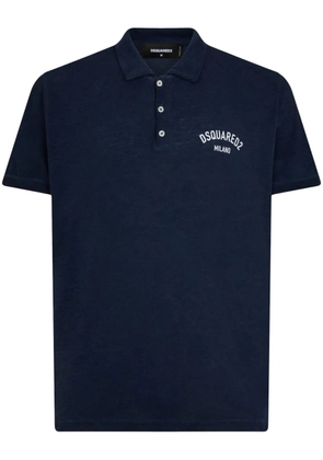 DSQUARED2 logo-print cotton blend polo shirt - Blue