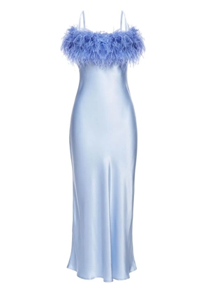 Sleeper Boheme Feather Trim Slip Dress - Blue