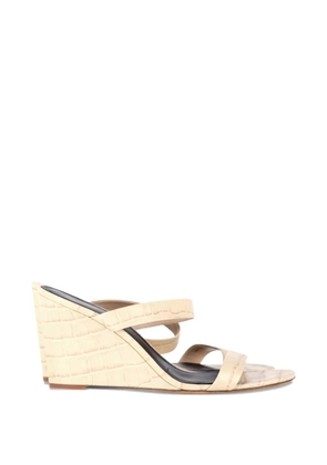 Diane Von Furstenberg Vintage croc-effect double-strap sandals - Neutrals