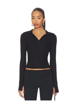 Michael Lauren Jove Long Sleeve Half Zip Top in Black. Size L. Also in M, S, XL, XS.