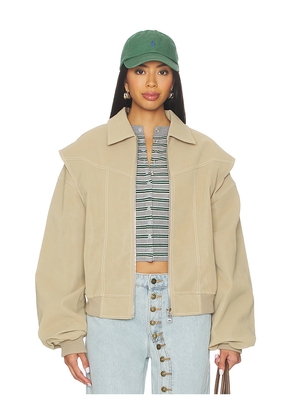 LIONESS Vista Bomber Jacket in Taupe. Size L. Also in S, XS, M, XL.