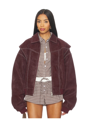 LIONESS Vista Bomber Jacket in Brown. Size L. Also in S, XS, M, XL, XXL.