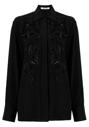 Roberto Cavalli bead-embellished appliqué viscose shirt - Black