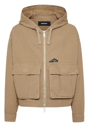 DSQUARED2 logo-print hooded jacket - Neutrals
