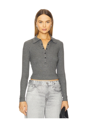 LNA Kylee Snap Long Sleeve Top in Grey. Size L. Also in M, XL.