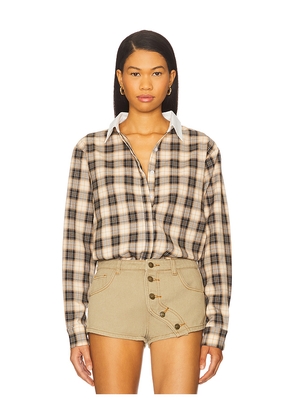 LIONESS Vacanza Shirt in Chocolate. Size L. Also in S, XS, M, XL.