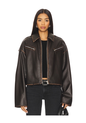 Lovers and Friends Esther Faux Leather Jacket in Brown. Size L. Also in M, XL, XXS.